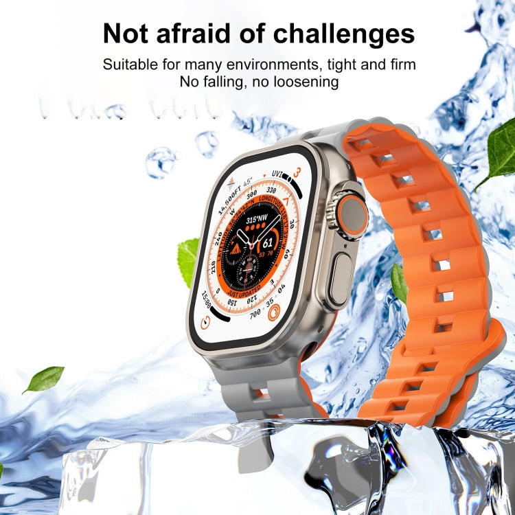 For Apple Watch SE 2023 44mm Reverse Buckle Two Color Magnetic Silicone Watch Band(Grey+Orange) - Watch Bands by PMc TechLife | Online Shopping South Africa | PMc TechLife | Buy Now Pay Later Mobicred