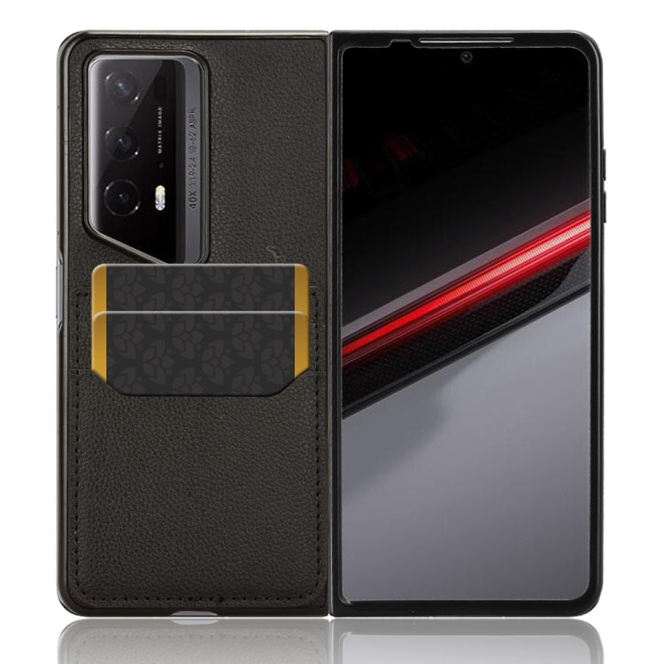 For Honor Magic V2 RSR Porsche Design Litchi Texture Card Slots Back Cover Phone Case(Black) - Honor Cases by PMC TechLife | Online Shopping South Africa | PMC TechLife | Buy Now Pay Later Mobicred