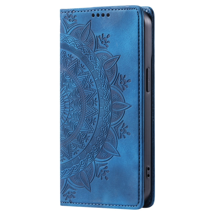 For iPhone 16 Pro Max Totem Embossed Magnetic Leather Phone Case(Blue) - iPhone 16 Pro Max Cases by PMC TechLife | Online Shopping South Africa | PMC TechLife | Buy Now Pay Later Mobicred