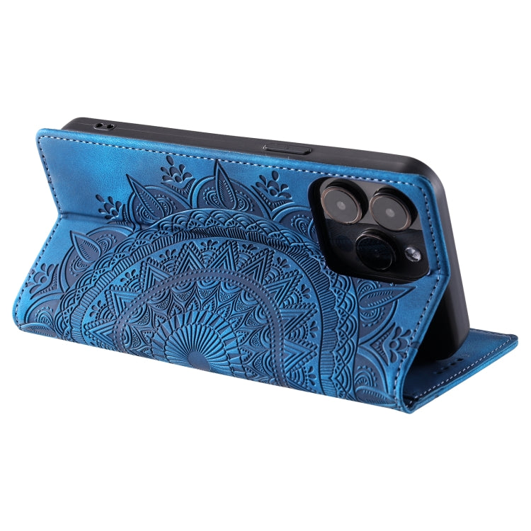 For iPhone 16 Pro Max Totem Embossed Magnetic Leather Phone Case(Blue) - iPhone 16 Pro Max Cases by PMC TechLife | Online Shopping South Africa | PMC TechLife | Buy Now Pay Later Mobicred