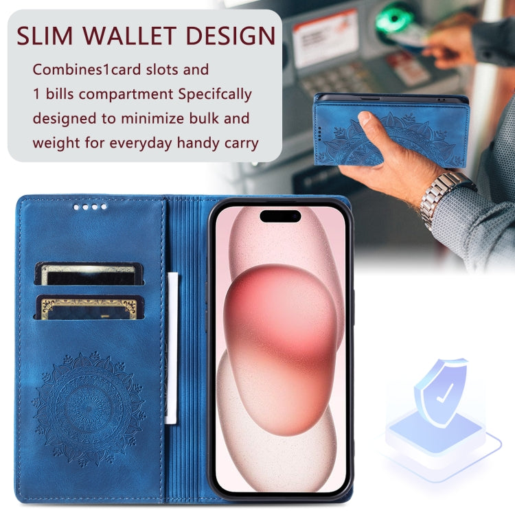 For iPhone 16 Pro Totem Embossed Magnetic Leather Phone Case(Blue) - iPhone 16 Pro Cases by PMC TechLife | Online Shopping South Africa | PMC TechLife | Buy Now Pay Later Mobicred