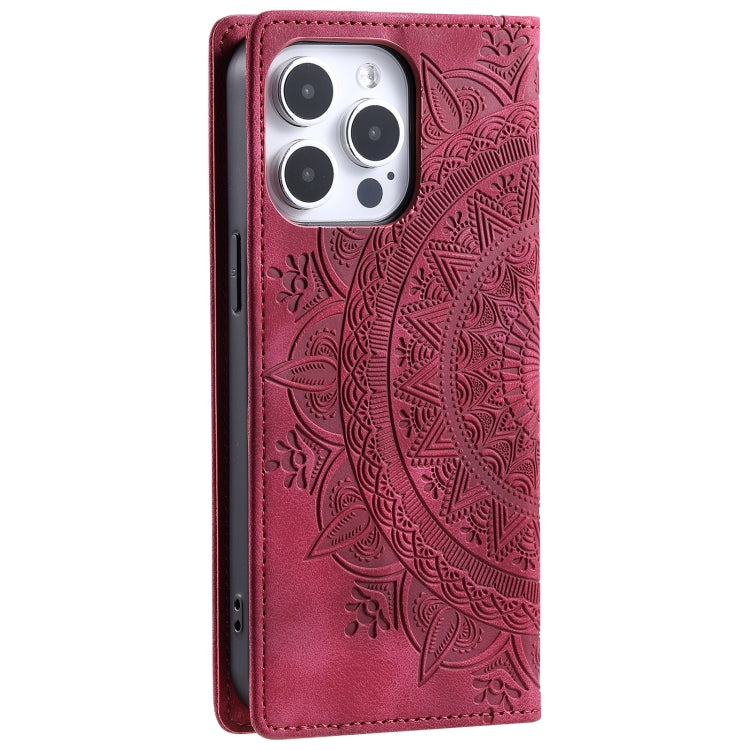 For iPhone 16 Pro Totem Embossed Magnetic Leather Phone Case(Red) - iPhone 16 Pro Cases by PMC TechLife | Online Shopping South Africa | PMC TechLife | Buy Now Pay Later Mobicred