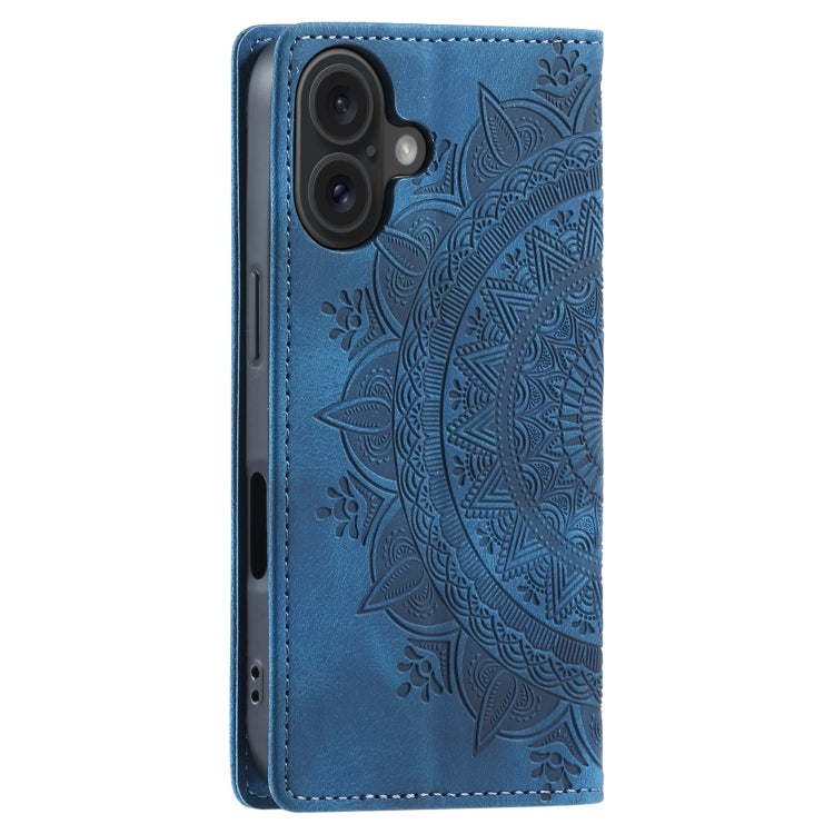 For iPhone 16 Plus Totem Embossed Magnetic Leather Phone Case(Blue) - free shipping - PMC TechLife - Order now!