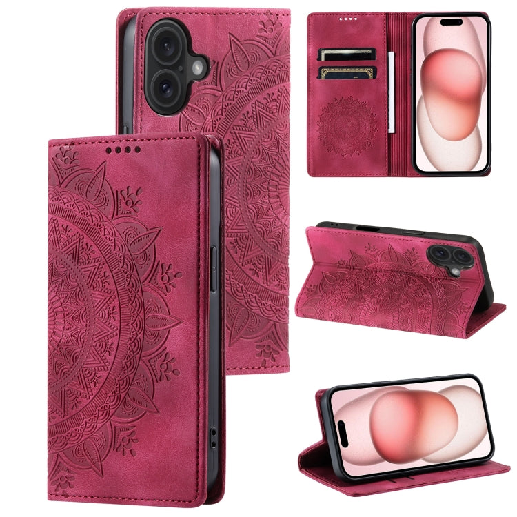 For iPhone 16 Plus Totem Embossed Magnetic Leather Phone Case(Red) - iPhone 16 Plus Cases by PMC TechLife | Online Shopping South Africa | PMC TechLife | Buy Now Pay Later Mobicred