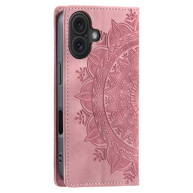 For iPhone 16 Plus Totem Embossed Magnetic Leather Phone Case(Rose Gold) - iPhone 16 Plus Cases by PMC TechLife | Online Shopping South Africa | PMC TechLife | Buy Now Pay Later Mobicred
