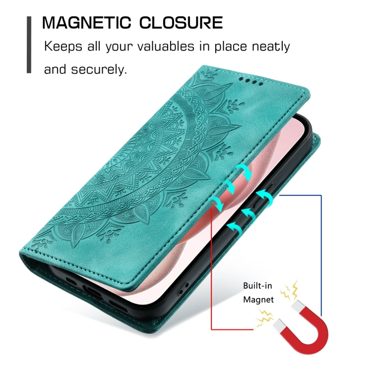 For iPhone 16 Plus Totem Embossed Magnetic Leather Phone Case(Green) - iPhone 16 Plus Cases by PMC TechLife | Online Shopping South Africa | PMC TechLife | Buy Now Pay Later Mobicred