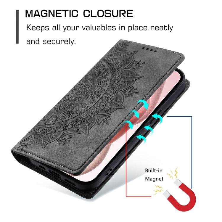 For iPhone 16 Totem Embossed Magnetic Leather Phone Case(Grey) - iPhone 16 Cases by PMC TechLife | Online Shopping South Africa | PMC TechLife | Buy Now Pay Later Mobicred