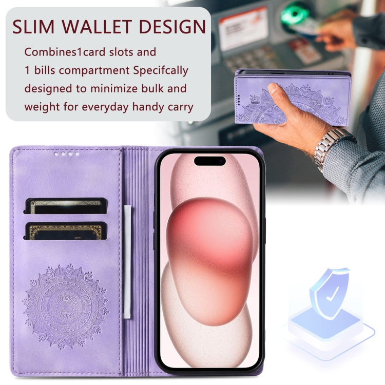 For iPhone 16 Totem Embossed Magnetic Leather Phone Case(Purple) - iPhone 16 Cases by PMC TechLife | Online Shopping South Africa | PMC TechLife | Buy Now Pay Later Mobicred