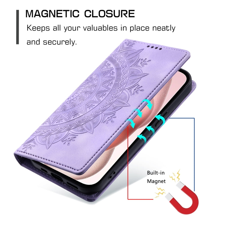 For iPhone 16 Totem Embossed Magnetic Leather Phone Case(Purple) - iPhone 16 Cases by PMC TechLife | Online Shopping South Africa | PMC TechLife | Buy Now Pay Later Mobicred