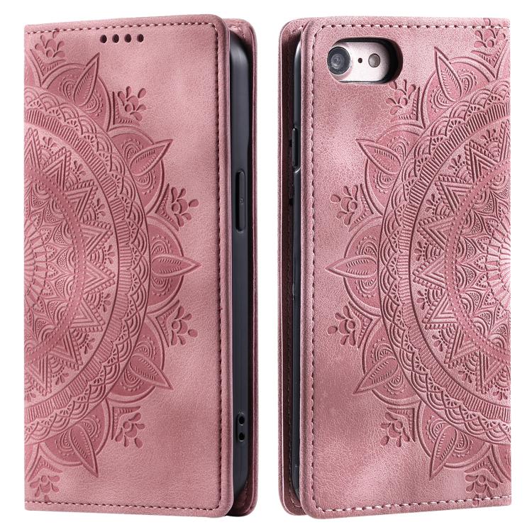 For iPhone 16e Totem Embossed Magnetic Leather Phone Case(Rose Gold) - iPhone 16e Cases by PMC TechLife | Online Shopping South Africa | PMC TechLife | Buy Now Pay Later Mobicred