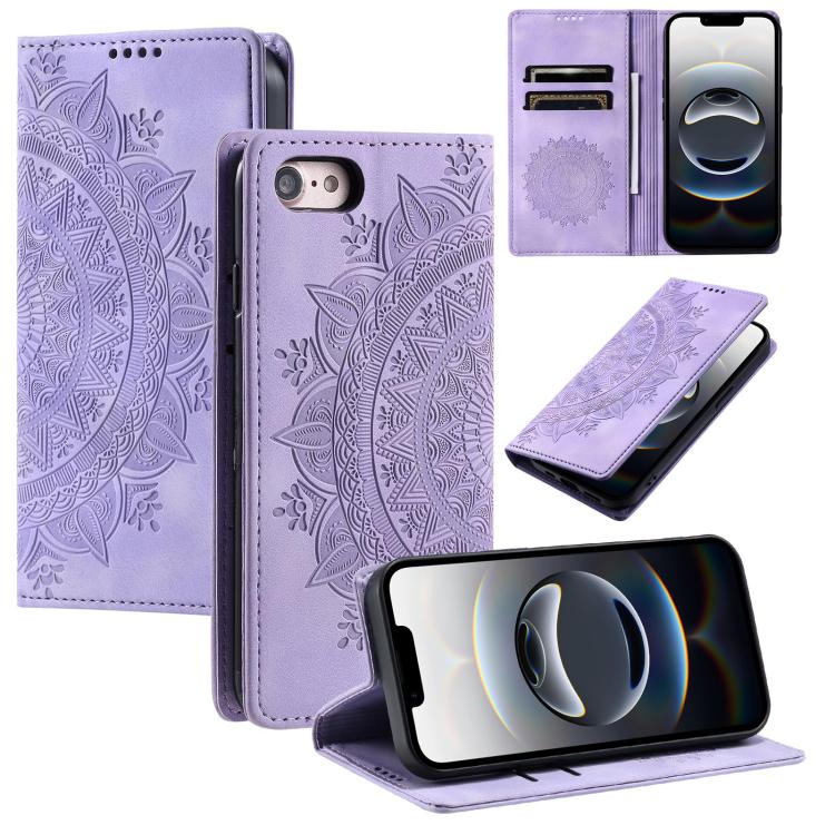 For iPhone 16e Totem Embossed Magnetic Leather Phone Case(Purple) - iPhone 16e Cases by PMC TechLife | Online Shopping South Africa | PMC TechLife | Buy Now Pay Later Mobicred