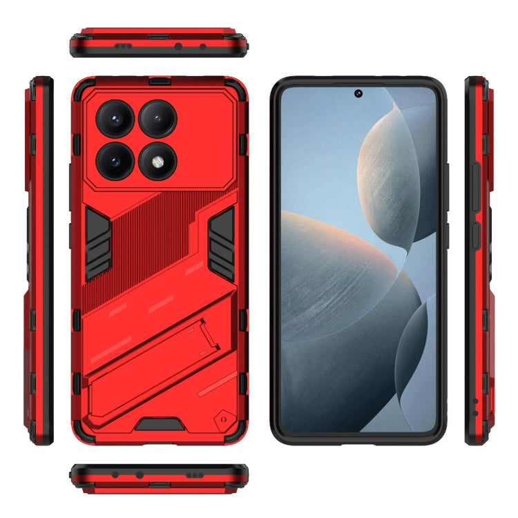 For Xiaomi Redmi K70E 5G Punk Armor 2 in 1 PC + TPU Phone Case with Holder(Red) - K70E Cases by PMC TechLife | Online Shopping South Africa | PMC TechLife
