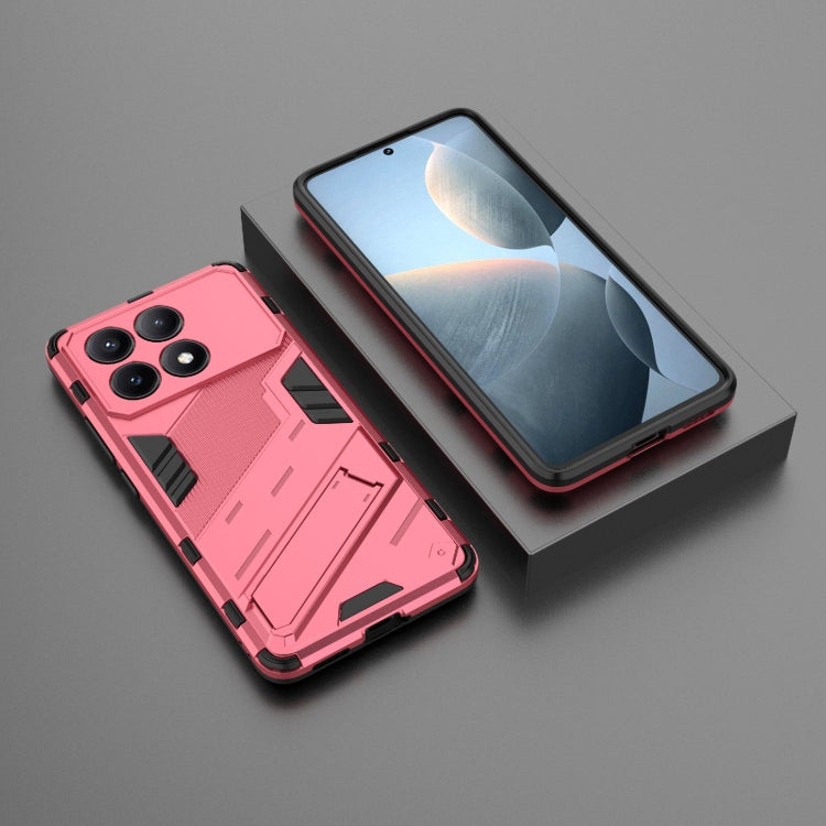 For Xiaomi Redmi K70E 5G Punk Armor 2 in 1 PC + TPU Phone Case with Holder(Light Red) - K70E Cases by PMC TechLife | Online Shopping South Africa | PMC TechLife | Buy Now Pay Later Mobicred