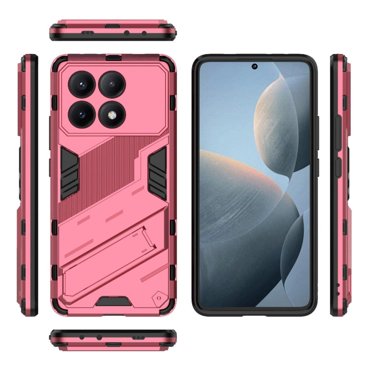For Xiaomi Redmi K70E 5G Punk Armor 2 in 1 PC + TPU Phone Case with Holder(Light Red) - K70E Cases by PMC TechLife | Online Shopping South Africa | PMC TechLife | Buy Now Pay Later Mobicred