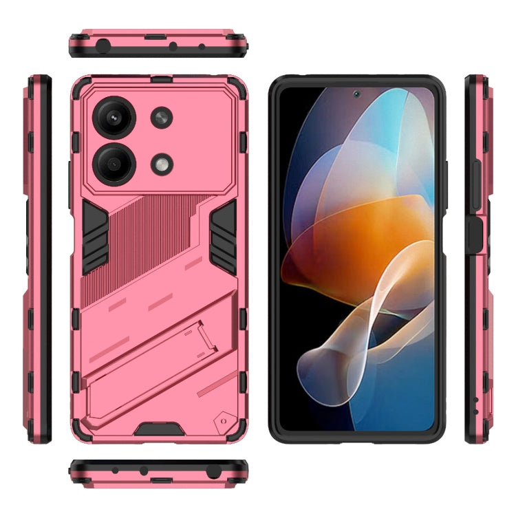 For Xiaomi Redmi Note 13R Pro 5G Punk Armor 2 in 1 PC + TPU Phone Case with Holder(Light Red) - Xiaomi Cases by PMC TechLife | Online Shopping South Africa | PMC TechLife | Buy Now Pay Later Mobicred