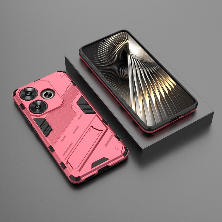 For Xiaomi Redmi Turbo 3 5G Punk Armor 2 in 1 PC + TPU Phone Case with Holder(Light Red) - Xiaomi Cases by PMC TechLife | Online Shopping South Africa | PMC TechLife | Buy Now Pay Later Mobicred