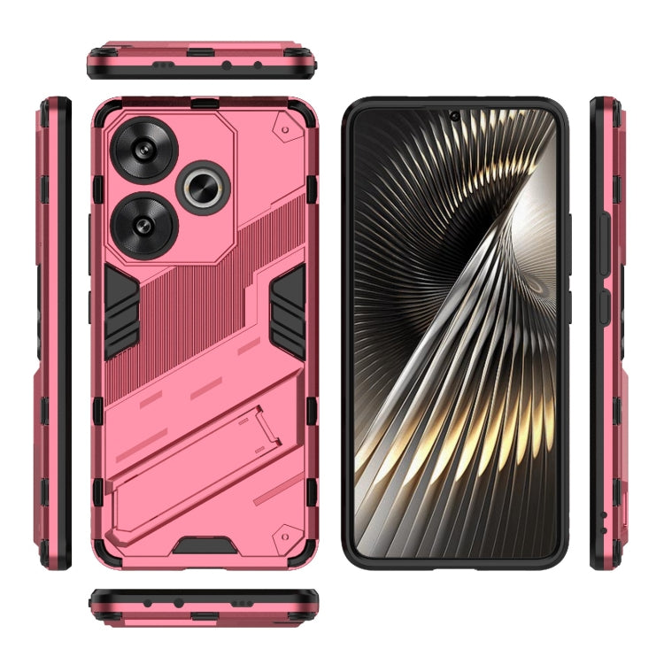 For Xiaomi Redmi Turbo 3 5G Punk Armor 2 in 1 PC + TPU Phone Case with Holder(Light Red) - Xiaomi Cases by PMC TechLife | Online Shopping South Africa | PMC TechLife | Buy Now Pay Later Mobicred