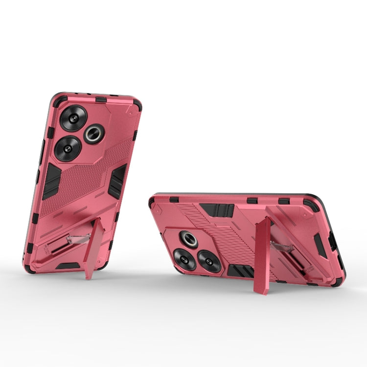 For Xiaomi Redmi Turbo 3 5G Punk Armor 2 in 1 PC + TPU Phone Case with Holder(Light Red) - Xiaomi Cases by PMC TechLife | Online Shopping South Africa | PMC TechLife | Buy Now Pay Later Mobicred