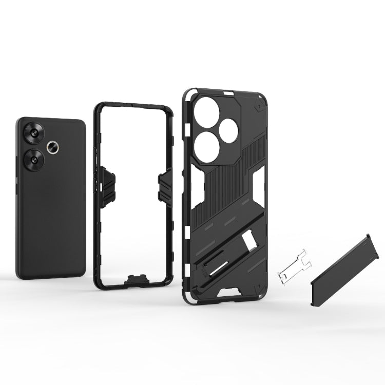 For Xiaomi Redmi Turbo 3 5G Punk Armor 2 in 1 PC + TPU Phone Case with Holder(Light Red) - Xiaomi Cases by PMC TechLife | Online Shopping South Africa | PMC TechLife | Buy Now Pay Later Mobicred
