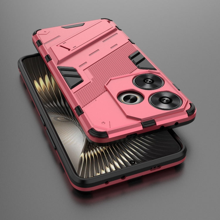 For Xiaomi Redmi Turbo 3 5G Punk Armor 2 in 1 PC + TPU Phone Case with Holder(Light Red) - Xiaomi Cases by PMC TechLife | Online Shopping South Africa | PMC TechLife | Buy Now Pay Later Mobicred