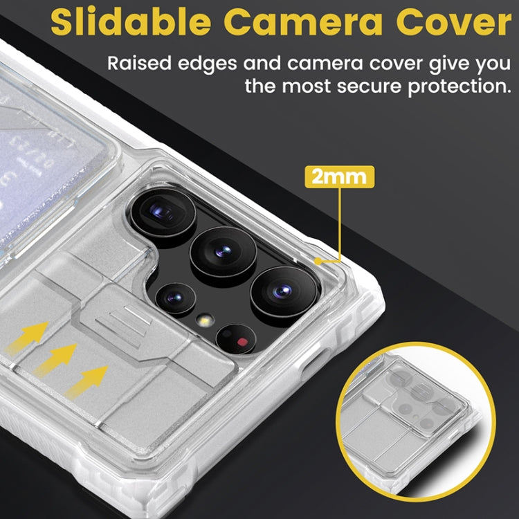 For Samsung Galaxy S24 Ultra 5G Full Coverage Phone Case with Holder / Card Slot(Transparent) - Galaxy S24 Ultra 5G Cases by PMC TechLife | Online Shopping South Africa | PMC TechLife | Buy Now Pay Later Mobicred