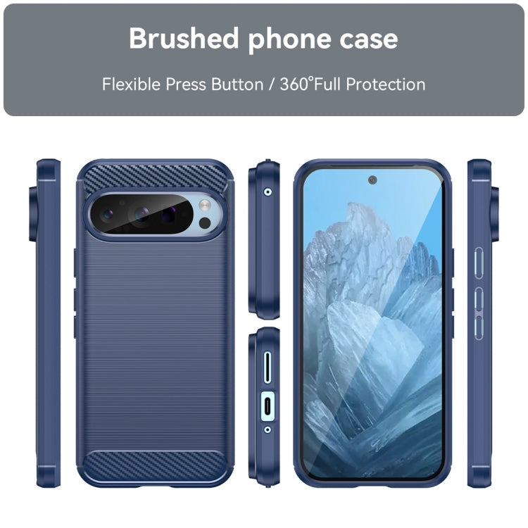 For Google Pixel 9 Pro 5G Carbon Fiber Brushed Texture TPU Phone Case(Blue) - Google Cases by PMC TechLife | Online Shopping South Africa | PMC TechLife | Buy Now Pay Later Mobicred