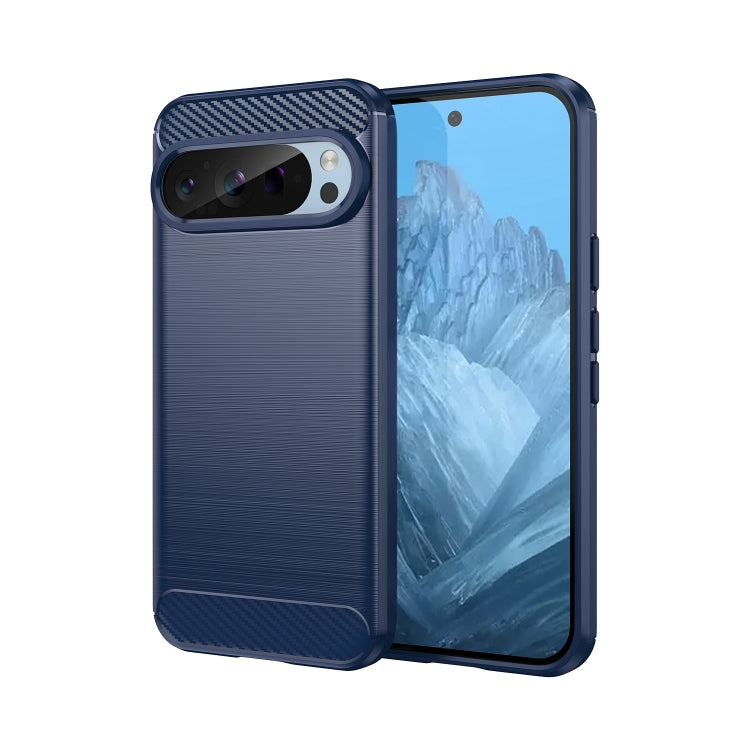 For Google Pixel 9 Carbon Fiber Brushed Texture TPU Phone Case(Blue) - Google Cases by PMC TechLife | Online Shopping South Africa | PMC TechLife | Buy Now Pay Later Mobicred
