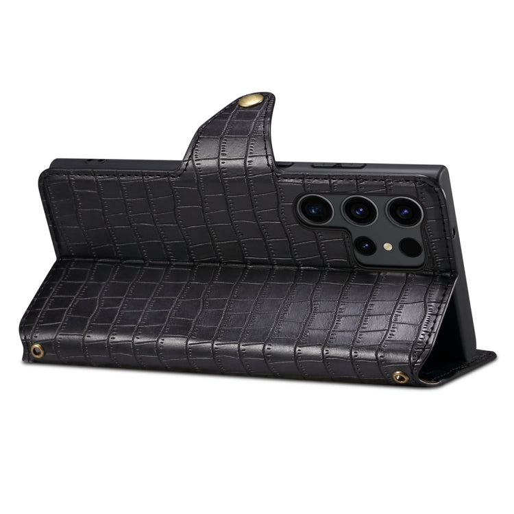 For Samsung Galaxy S24 Ultra 5G Denior Crocodile Texture Oil Edge Leather Phone Case(Black) - free shipping - PMC Jewellery - Order now!