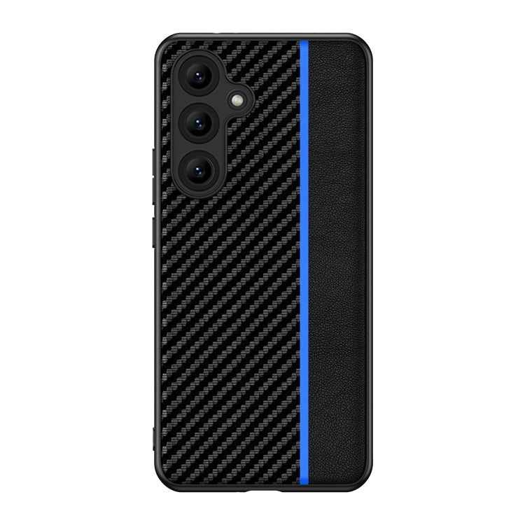 For Samsung Galaxy S25 5G Ultra-thin Carbon Fiber Texture Splicing Phone Case(Blue) - Galaxy S25 5G Cases by PMC Jewellery | Online Shopping South Africa | PMC Jewellery | Buy Now Pay Later Mobicred