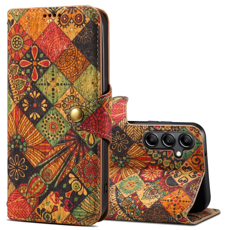 For Samsung Galaxy A24 5G Denior Flower Language Series Cork Fabric Oil Edge Leather Phone Case(Autumn) - Galaxy Phone Cases by Denior | Online Shopping South Africa | PMC TechLife | Buy Now Pay Later Mobicred