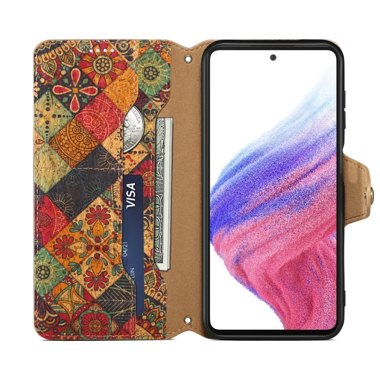 For Samsung Galaxy A24 5G Denior Flower Language Series Cork Fabric Oil Edge Leather Phone Case(Autumn) - Galaxy Phone Cases by Denior | Online Shopping South Africa | PMC TechLife | Buy Now Pay Later Mobicred