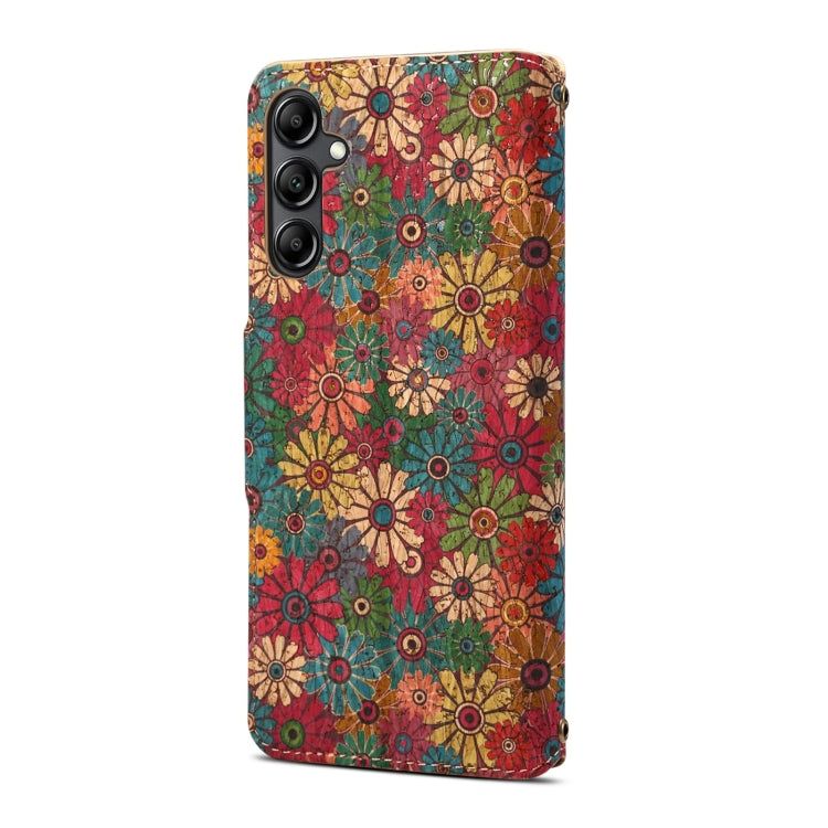 For Samsung Galaxy S24+ 5G Denior Flower Language Series Cork Fabric Oil Edge Leather Phone Case(Spring) - free shipping - PMC Jewellery - Order now!