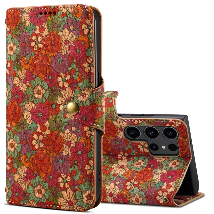 For Samsung Galaxy S24 Ultra 5G Denior Flower Language Series Cork Fabric Oil Edge Leather Phone Case(Summer) - free shipping - PMC Jewellery - Order now!