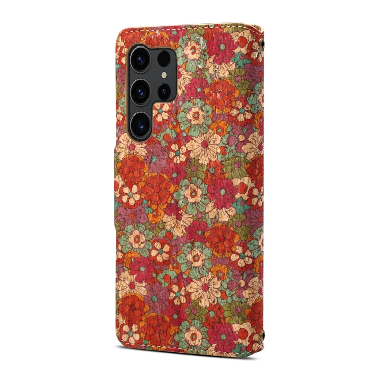For Samsung Galaxy S24 Ultra 5G Denior Flower Language Series Cork Fabric Oil Edge Leather Phone Case(Summer) - free shipping - PMC Jewellery - Order now!