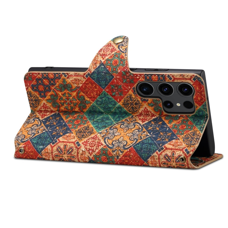For Samsung Galaxy S24 Ultra 5G Denior Flower Language Series Cork Fabric Oil Edge Leather Phone Case(Winter) - free shipping - PMC Jewellery - Order now!