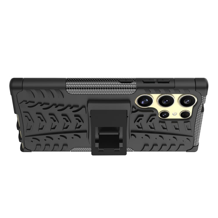 For Samsung Galaxy S24 Ultra 5G Tire Texture TPU + PC Phone Case with Holder(Black) - Galaxy S24 Ultra 5G Cases by PMC TechLife | Online Shopping South Africa | PMC TechLife