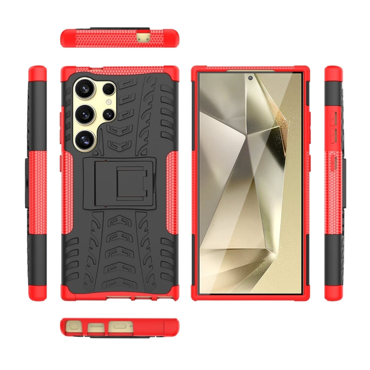 For Samsung Galaxy S24 Ultra 5G Tire Texture TPU + PC Phone Case with Holder(Red) - Galaxy S24 Ultra 5G Cases by PMC TechLife | Online Shopping South Africa | PMC TechLife | Buy Now Pay Later Mobicred