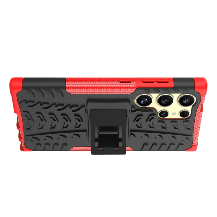 For Samsung Galaxy S24 Ultra 5G Tire Texture TPU + PC Phone Case with Holder(Red) - Galaxy S24 Ultra 5G Cases by PMC TechLife | Online Shopping South Africa | PMC TechLife | Buy Now Pay Later Mobicred