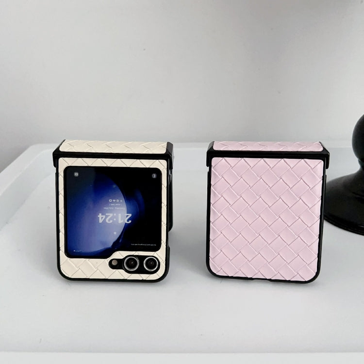 For Samsung Galaxy Z Flip5 Three-piece Set Woven Texture Folding PU Phone Case(Black) - free shipping - PMC TechLife - Order now!