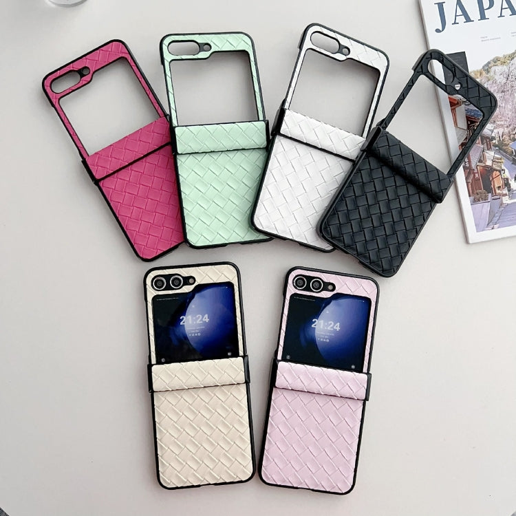 For Samsung Galaxy Z Flip5 Three-piece Set Woven Texture Folding PU Phone Case(Black) - free shipping - PMC TechLife - Order now!