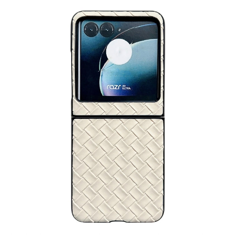 For Motorola Razr 40 Ultra Woven Texture Folding PU Phone Case(Gold) - Motorola Cases by PMC TechLife | Online Shopping South Africa | PMC TechLife | Buy Now Pay Later Mobicred