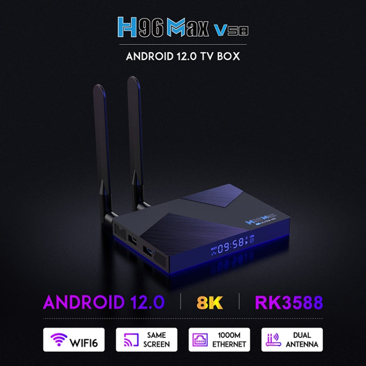 H96 Max V58 Android 12.0 Smart TV Box, 8GB+64GB, Quad-core Cortex-A76 and Quad-core Cortex-A55(EU Plug) - Others by PMC TechLife | Online Shopping South Africa | PMC TechLife