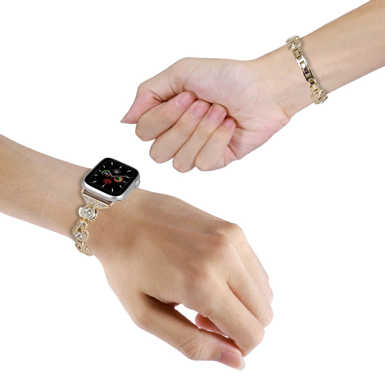 For Apple Watch Series 8 41mm Gourd Diamond Metal Watch Band(Gold) - free shipping - PMC TechLife - Order now!
