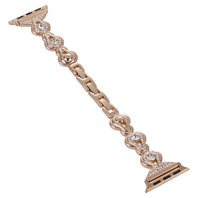 For Apple Watch Series 8 41mm Gourd Diamond Metal Watch Band(Rose Gold) - Watch Bands by PMC TechLife | Online Shopping South Africa | PMC TechLife | Buy Now Pay Later Mobicred