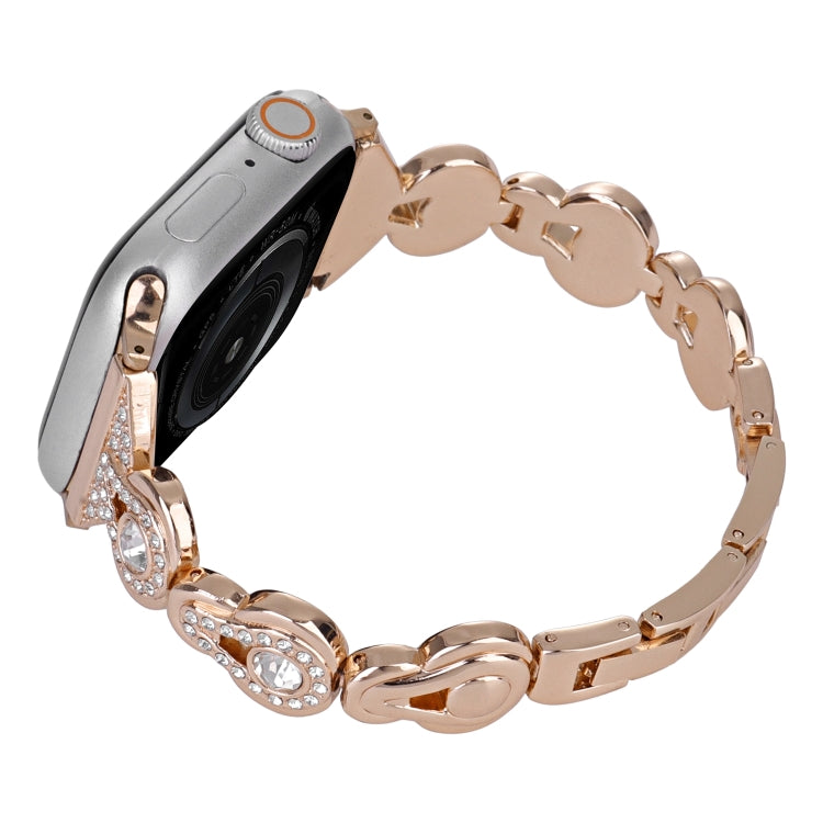 For Apple Watch Series 8 45mm Gourd Diamond Metal Watch Band(Rose Gold) - Watch Bands by PMC TechLife | Online Shopping South Africa | PMC TechLife | Buy Now Pay Later Mobicred