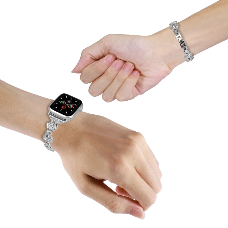 For Apple Watch Series 4 40mm Gourd Diamond Metal Watch Band(Silver) - free shipping - PMC TechLife - Order now!