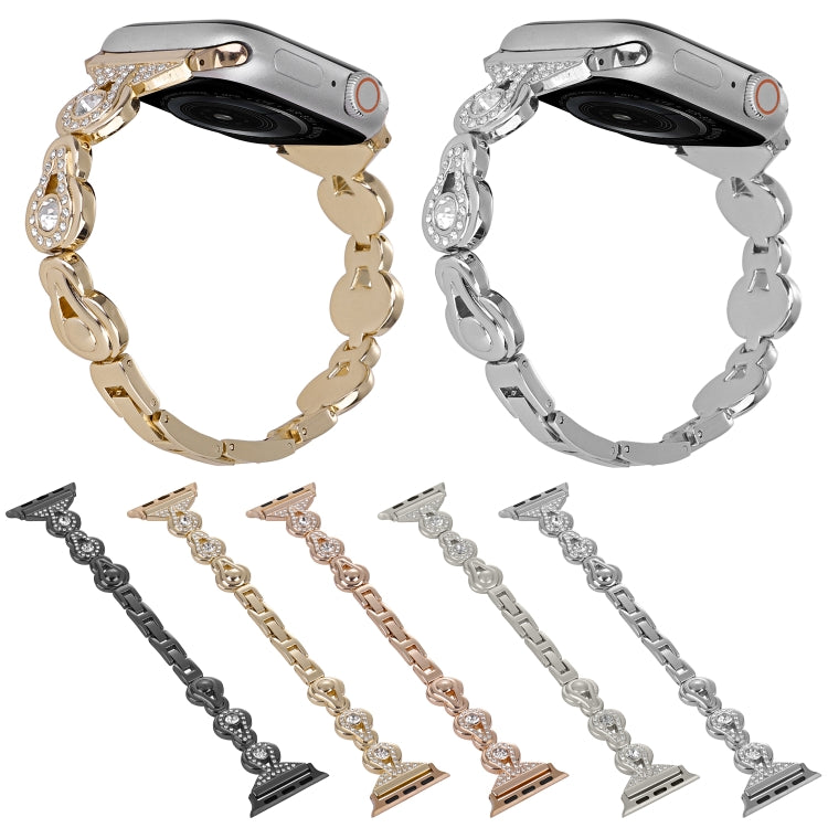 For Apple Watch Series 8 45mm Gourd Diamond Metal Watch Band(Rose Gold) - Watch Bands by PMC TechLife | Online Shopping South Africa | PMC TechLife | Buy Now Pay Later Mobicred