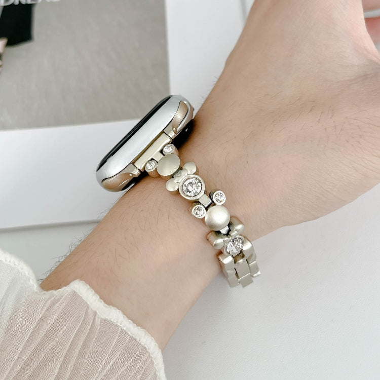 For Apple Watch Ultra 2 49mm Metal Diamond Bear Chain Watch Band(Starlight) - Watch Bands by PMC TechLife | Online Shopping South Africa | PMC TechLife