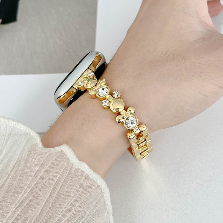 For Apple Watch SE 40mm Metal Diamond Bear Chain Watch Band(Gold) - free shipping - PMc TechLife - Order now!