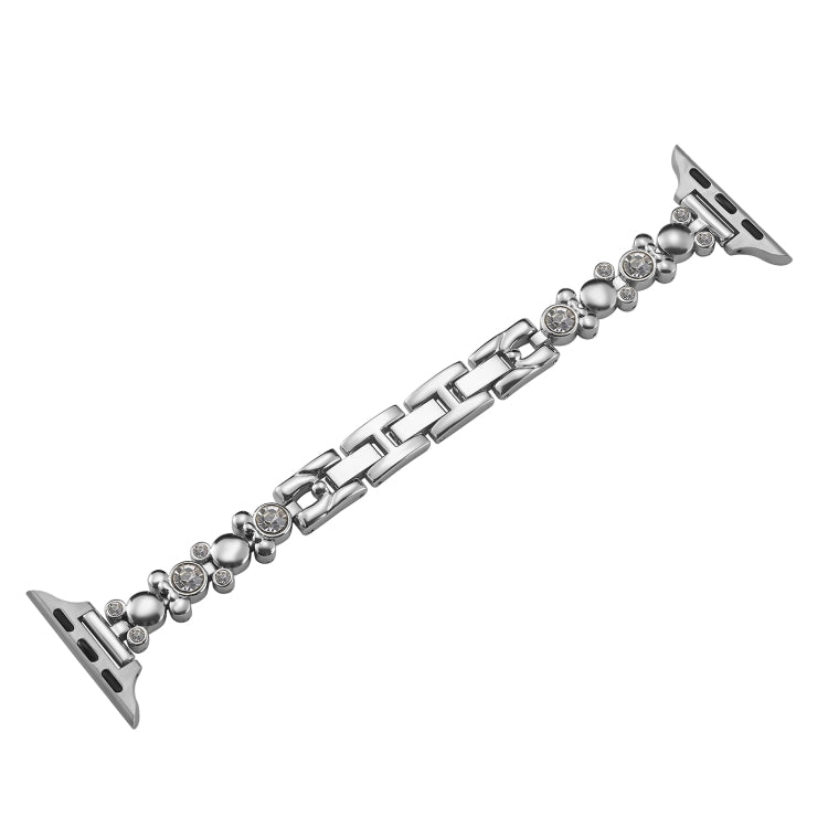 For Apple Watch 38mm Metal Diamond Bear Chain Watch Band(Silver) - free shipping - PMc TechLife - Order now!